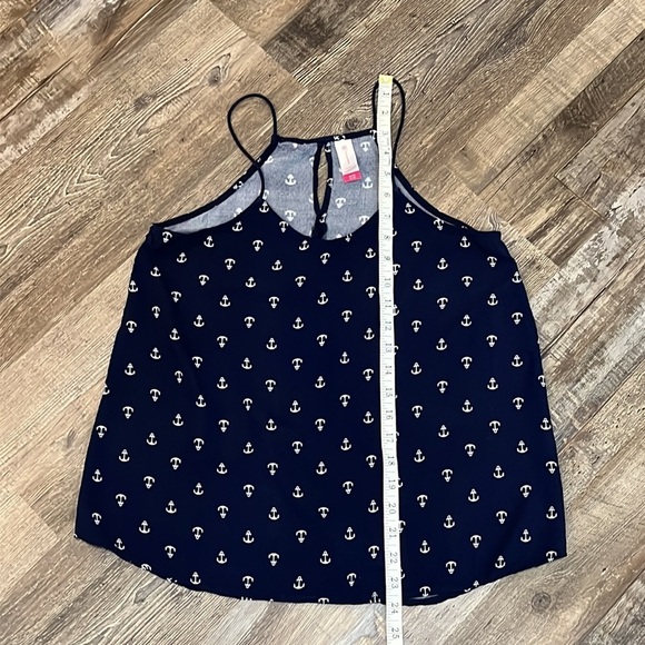 No Boundaries Nautical Navy Anchor Spaghetti Strap Tank Top Novelty Seaside Sz S - Picture 8 of 10